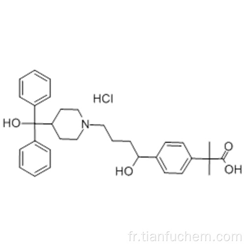 Acide benzèneacétique, chlorhydrate de 4- [1-hydroxy-4- [4- (hydroxydiphénylméthyl) -1-pipéridinyl] butyl] -a, a-diméthyle (1: 1) CAS 153439-40-8